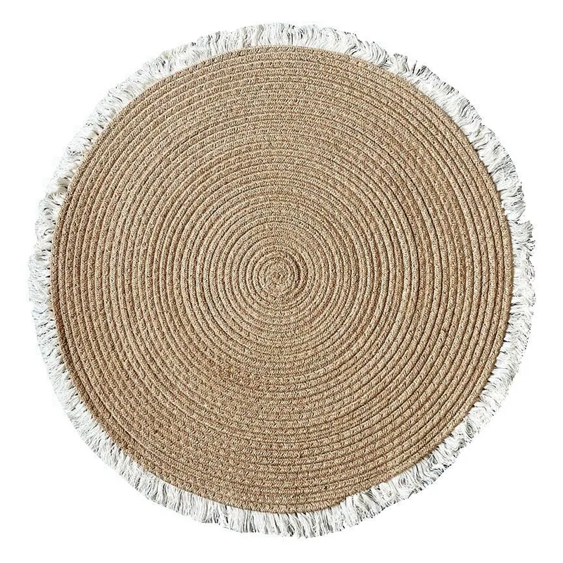 Solid colour round/circle shape natural jute floor rugs carpets mats made by Topest bangladesh jute material