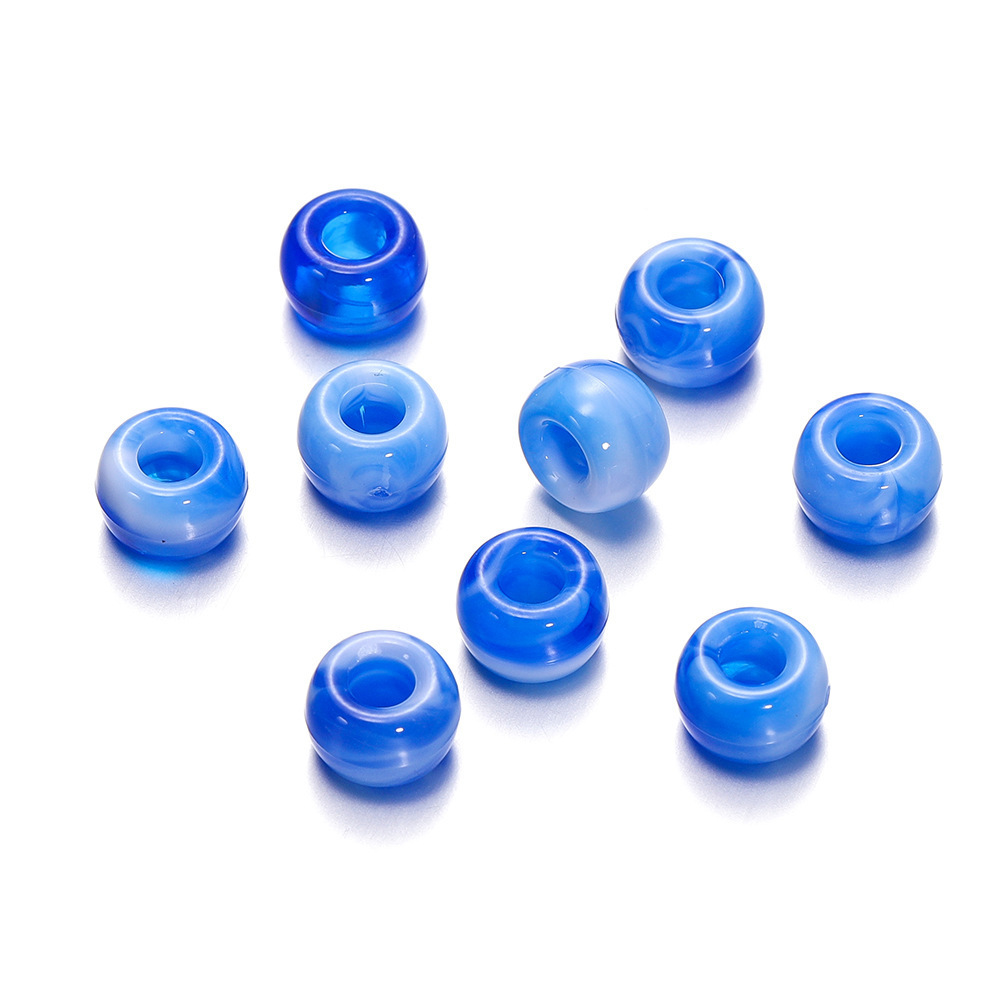 Perles acryliques bicolores à gros trou - bleu
