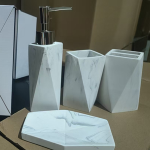 Polyresin Nordic gốm sứ phòng tắm thiết lập 4 pcs Minimalism trang trí nội thất xà phòng Dispenser <span class=keywords><strong>Set</strong></span> nhựa nhà phụ kiện phòng tắm thiết lập - Product Image 5