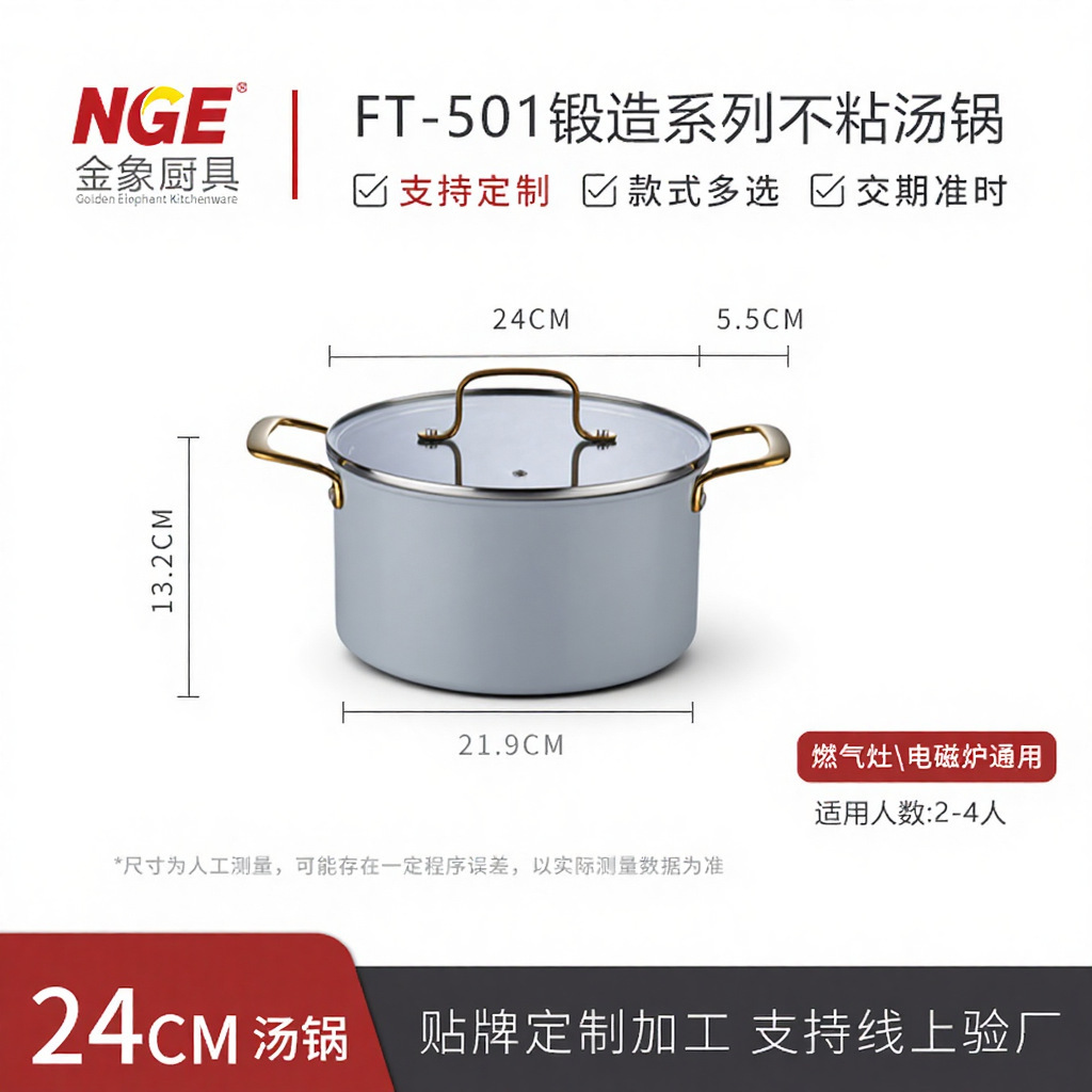 24cm Double-handled Soup Pot (with lid)