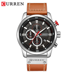 Oem Odm 8291 Akzeptieren Sie benutzer definierte Logo Herren uhr Lederband Kalender Business Big Dial Multifunktion ale wasserdichte Uhr - Product Image 5