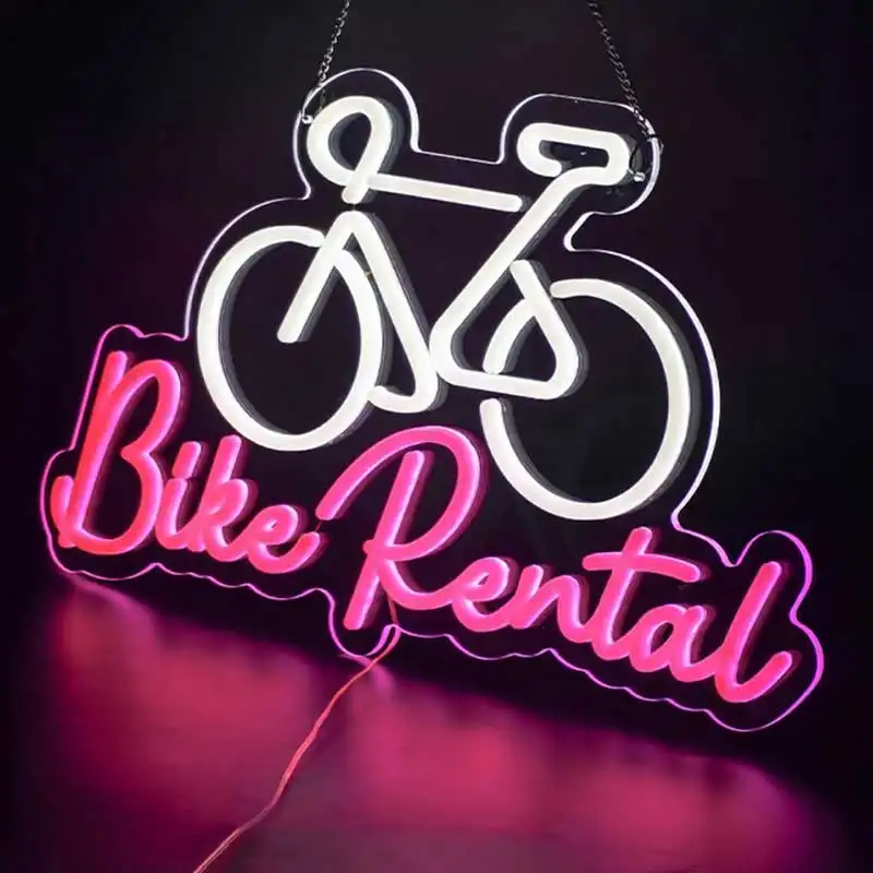 Luces de neón decorativas moldeadas por fundición de una pieza para el hogar, luces de neón creativas para modelado de bicicleta con letras