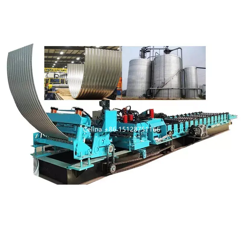 Machine de formage de rouleaux de feuille de mur de silio de stockage de Grain ondulé en acier galvanisé pour panneau latéral de moulin de silio
