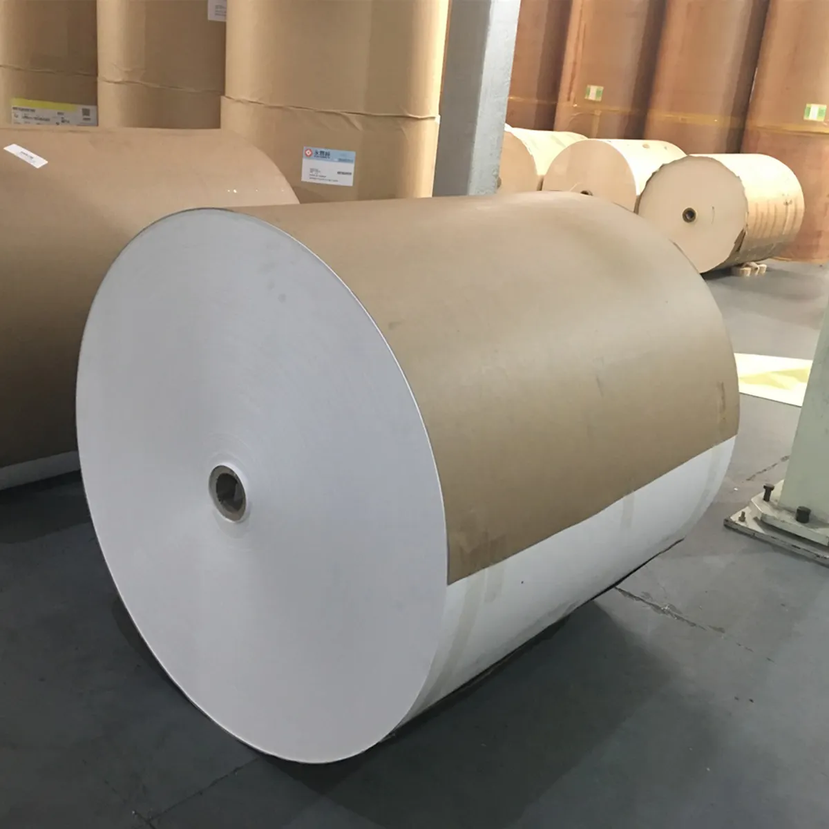 Özelleştirilmiş büyük rulo silikon kaplı yapışkanlı kağıt kalıp kesme düz kesme