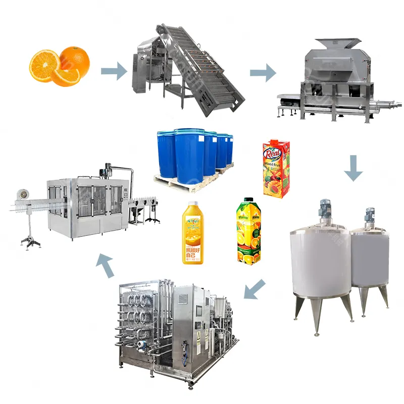 Exprimidor industrial de zumo de frutas, máquina de producción completa de zumo de naranja, limón y manzana