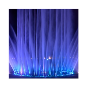 Großer moderner LED-Feuerwerks brunnen im Freien mit Musik steuerung Edelstahl-Stein material für die Verwendung im Gartensee