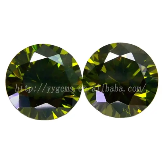 Peridoto redondo cubic zirconia/venta al por mayor de piedra peridoto precio/peridoto piedra de circón