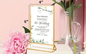 Vàng <span class=keywords><strong>Acrylic</strong></span> giữ dấu hiệu <span class=keywords><strong>4x6</strong></span> inch đám cưới Bảng số khung dọc hai Mặt hiển thị hình ảnh vàng khung - Product Image 3