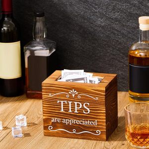 Ahşap ipuçları toplama kutusu kova para saklama kabı öneri kutusu çekiliş para kutusu - Product Image 2