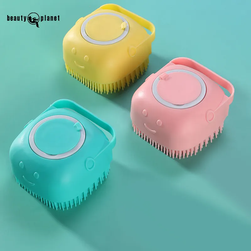 BEAUTY PLANET Massage Cleaning Hair Bath Shower Shampoo Brush Dry Skin Bath Body Skin Brush For Shower Silicone Body Scrubber