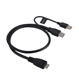 双USB 3.0/30 a型至Micro-B USB Y形高速电缆与外部硬盘兼容 - Product Image 1