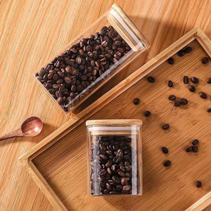 Ru yıldız borosilikat geniş ağız şeker çerez baharat cam kavanoz konteyner bambu kapaklı - Product Image 3