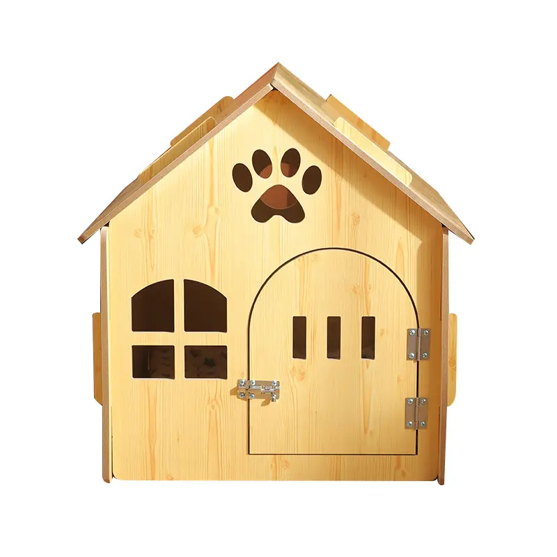 OEM บ้านสุนัขแมวขนาดเล็กกลางขนาดใหญ่ทุกฤดูกาลบ้านไม้สุนัขแมวบ้านที่มีหน้าต่าง