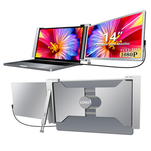 2 schermo schermo 14 pollici doppio schermo monitor del computer per apple portatile e vincere il computer portatile con staffa - Product Image 1