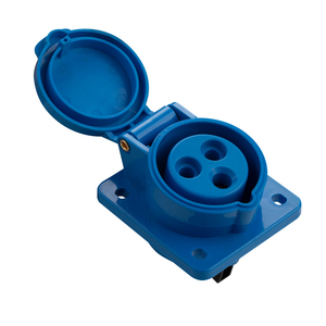 <strong>16A</strong> <strong>3P</strong> Industrial Socket, AC 220V-250V 50/60Hz, 2P+E Waterproof IP44 CEE/IEC Female Panel Mounted Angle Socket - Product Image 1