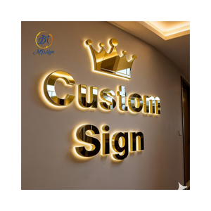 Trong nhà văn phòng kinh doanh vàng Gương 3D Backlit kênh kim loại thư tùy chỉnh ngoài trời công ty thương hiệu thiết kế logo LED chiếu sáng dấu hiệu - Product Image 2