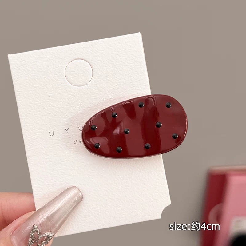 4cm clip oval-punto negro rojo