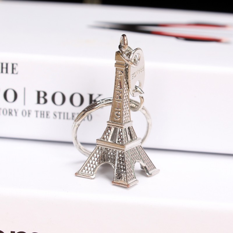 Metal keychain, Eiffel Tower, silver