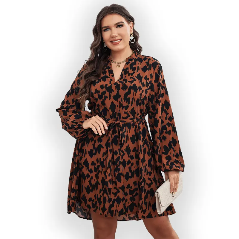 Vestido casual plus size de design original, feminino, manga longa, estampa floral, solto, outono, tamanho grande, para mulheres gordas