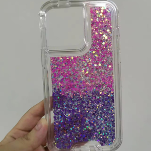 Toptan 3-in-1 degrade Quicksand cep telefonu kılıfı sert kabuk göz kamaştırıcı toz ve Glitter anti-damla ücretsiz örnek - Product Image 2