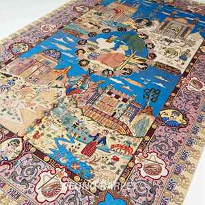 YILONG 6.5 'x 10' de Soie Noué À La Main Tapis Classique Tapisserie Picturale Tapis