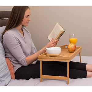 Customized Logo Folding Bamboo Wooden Bed <strong>Computer</strong> <strong>Table</strong> Tray Breakfast Serving <strong>Table</strong> <strong>Lap</strong> Tray - Product Image 6