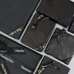 <strong>Custom</strong> Black Printed Gift Wrapping Pre Tied Decorative Packing Ribbon Gift <strong>Bows</strong> With <strong>Elastic</strong> Stretch <strong>Loop</strong> for Chocolate Box - Product Image 3