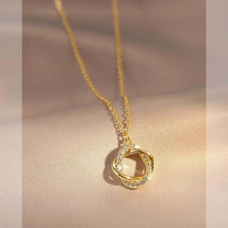 Gold-Rose Hoop Necklace