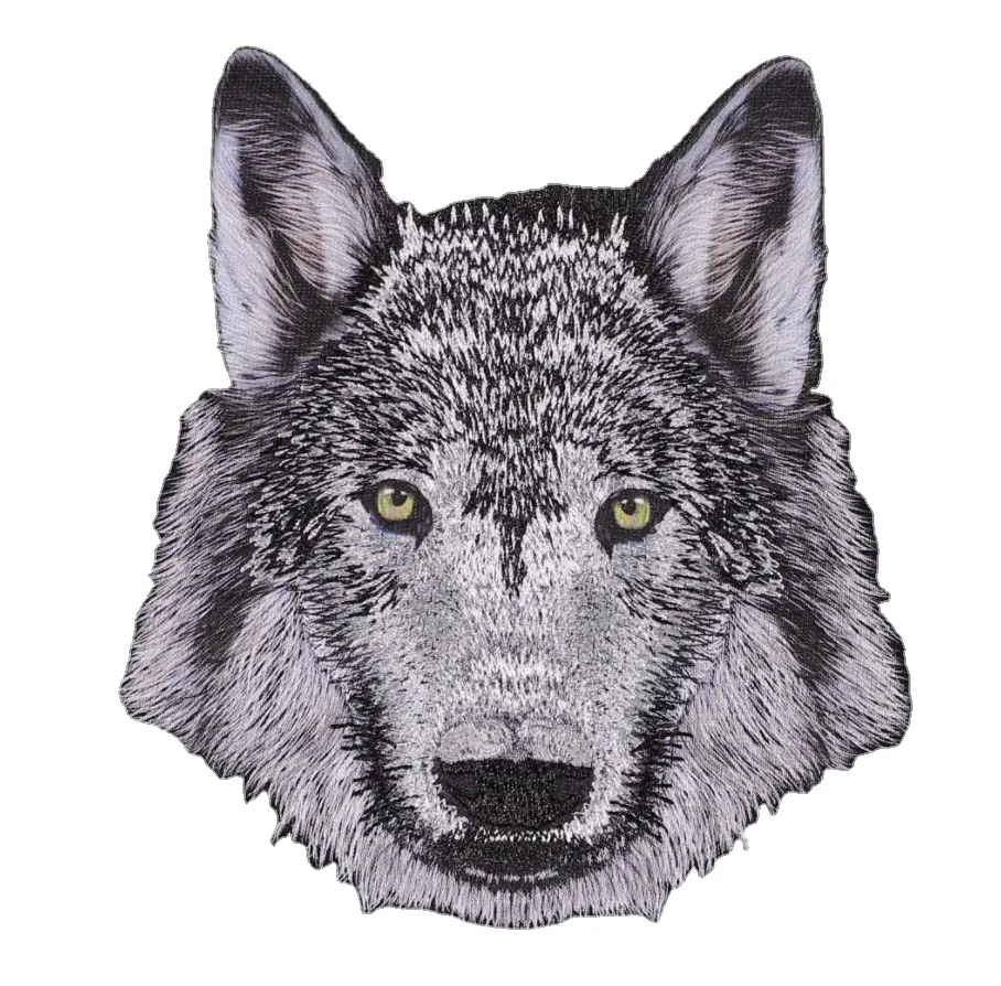 Wolf Vivid Animal Design Impresión bordada Hierro en parches Logotipo personalizado Impreso Color Parches bordados personalizados