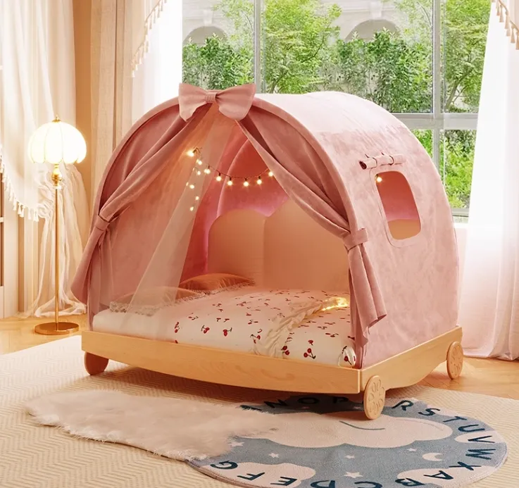Crianças casa de madeira sólida cama bonito e colorido cama para jovem