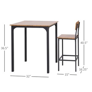 2 Persons <strong>Counter</strong> <strong>Height</strong> Dining <strong>Table</strong> Set Two Chairs for Apartment