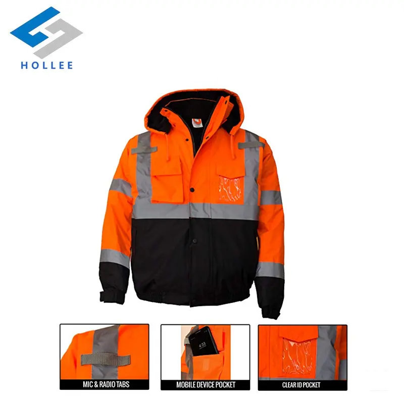 Men's ANSI Class 3 High Visibility Bomber Safety Jacket