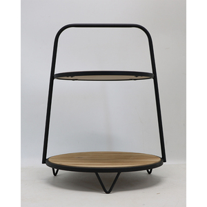 2层简易木托盘套装圆形天然复古木托盘，带金属框架 - Product Image 6