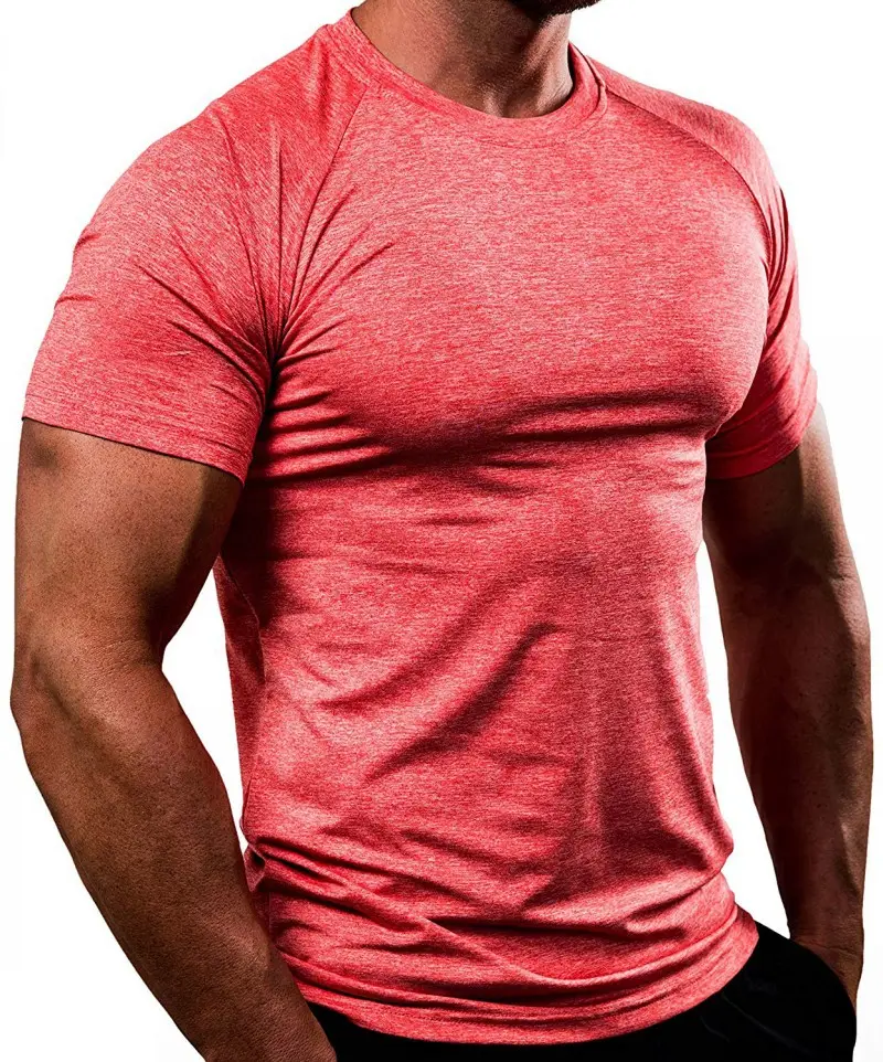 Custom print 100% polyester zym short sleeve round neck men's plain blank fitness shirts
