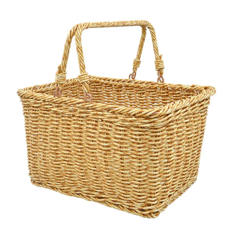 Vime cesta de plástico para flores rattan cozinha cesta & vegetal cesta & shopping cesta atacado recipientes de armazenamento de frutas para geladeira