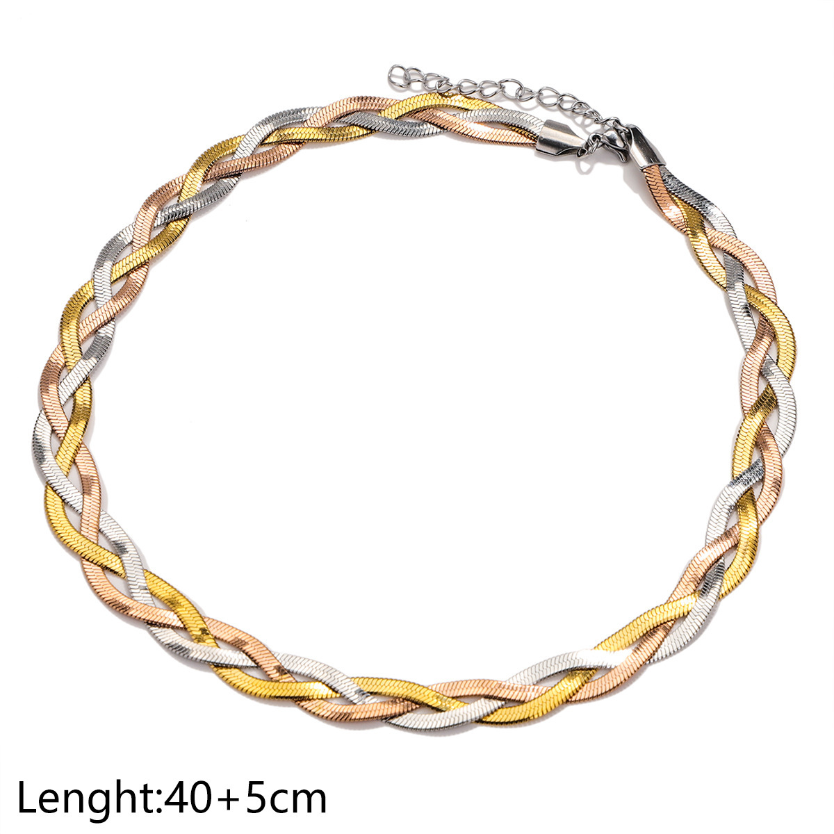Collier 3 couches argent + or