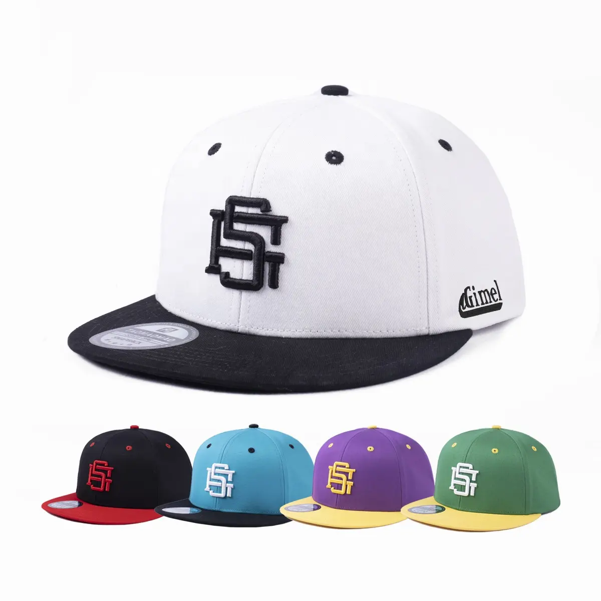 Wholesale Custom Embroidery Logo Basketball Team Blank Flat Bill Fitted 6 Panel Sports Gorras Snapback Hats Caps