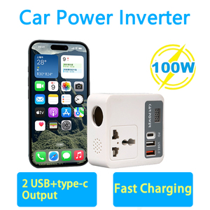 無料サンプルインバーター & コンバーターデジタルディスプレイ12V ~ 110V/220V DC ~ ACカーパワーインバーター100W PD 20W QC 3.0 18Wアウトレット - Product Image 5