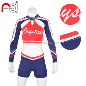 <strong>Cheer</strong> and Dance Queen Style Cheerleading Uniforms With Mesh and Rhinestone Crystal Mermaid Skin Cheerleader Uniforms - Product Image 6