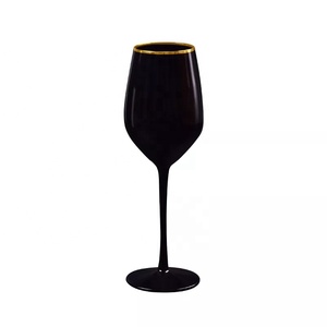 定制个性化酒杯免费样品金色镶边黑白彩色酒杯婚礼香槟长笛杯