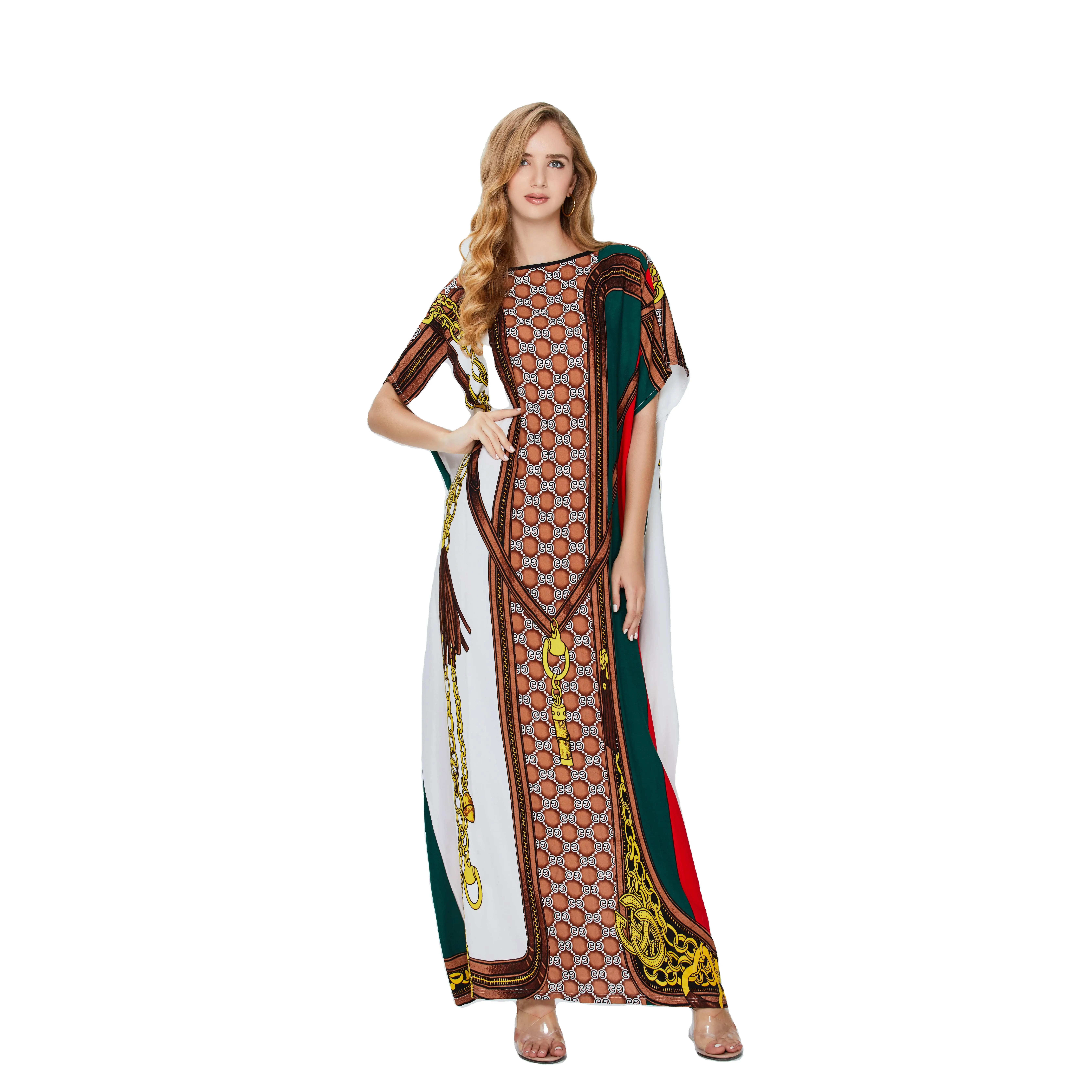 Großhandel moderne Luxus lange Kleider Agassiz Kaftan Sommer Dubai Indien muslimisches Kleid islamische Kleidung für Frauen