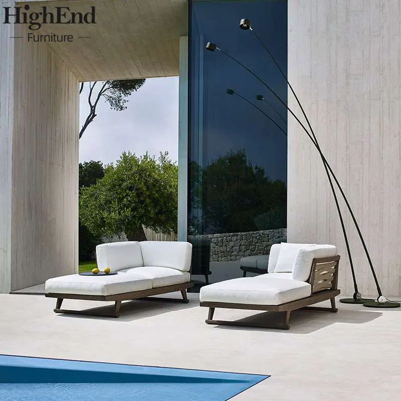 Nordic simple Modern Outdoor teak sofa set Garden patio balcony hotel weave rope sofa sectional furniture set
