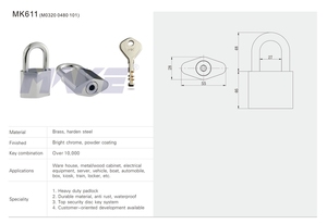 MK611 Anti-pas sertleşen çelik pirinç ağır asma kilit Van kamyon konteyneri kilit üst güvenlik disk anahtar sistemi ile - Product Image 2