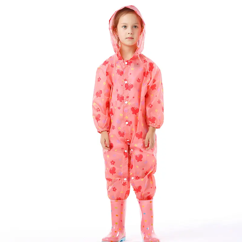 Vente en gros Imperméable de haute qualité à la mode pour enfants Lovely Cartoon Imperméable Full Body Polyester Vêtements de pluie d'extérieur pour les enfants