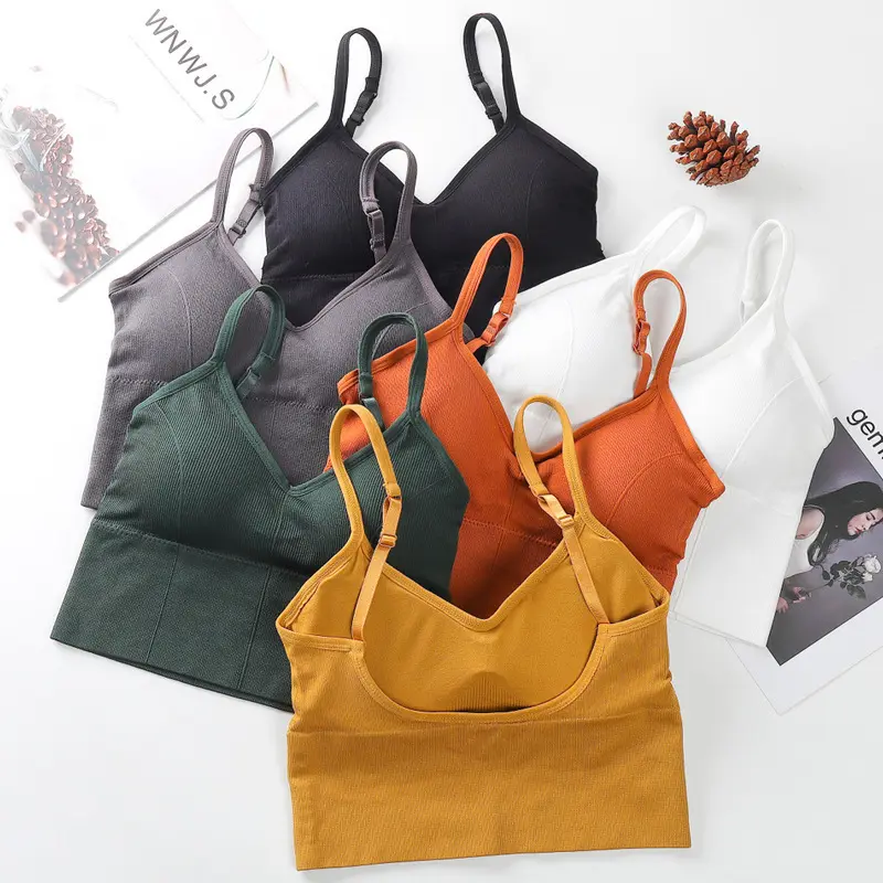 Sport Shockproof Push Up Tube Vest Bra Fitness Summer Seamless Padded Camisoles Women Breathable Casual Chest Wrap Top