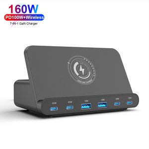 Ab/abd/AU/İngiltere tak 7 in 1 çok fonksiyonlu süper hızlı 65W şarj standı blok PPS PD şarj 4C2A portu ile 15W kablosuz şarj - Product Image 1