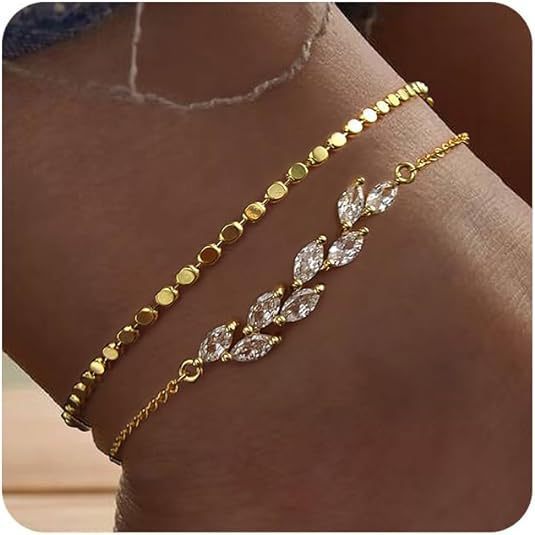 Ensemble deux pièces feuille de zircon doré
