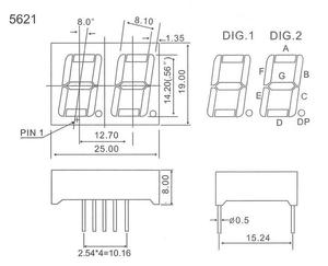 0.56&quot; Inch <strong>2</strong> Dual <strong>Digit</strong> <strong>Display</strong> Ultra Red Common Cathode Anode <strong>7</strong> <strong>Segment</strong> <strong>LED</strong> Digital <strong>Display</strong> Nixie Tube - Product Image 3