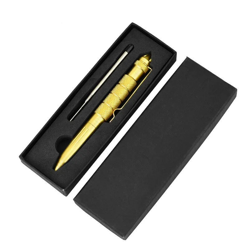 Self-defense Tool Aluminum Tactical pens Custom logo Gold Titanium Alloy Tactical Pen with Packaging Box