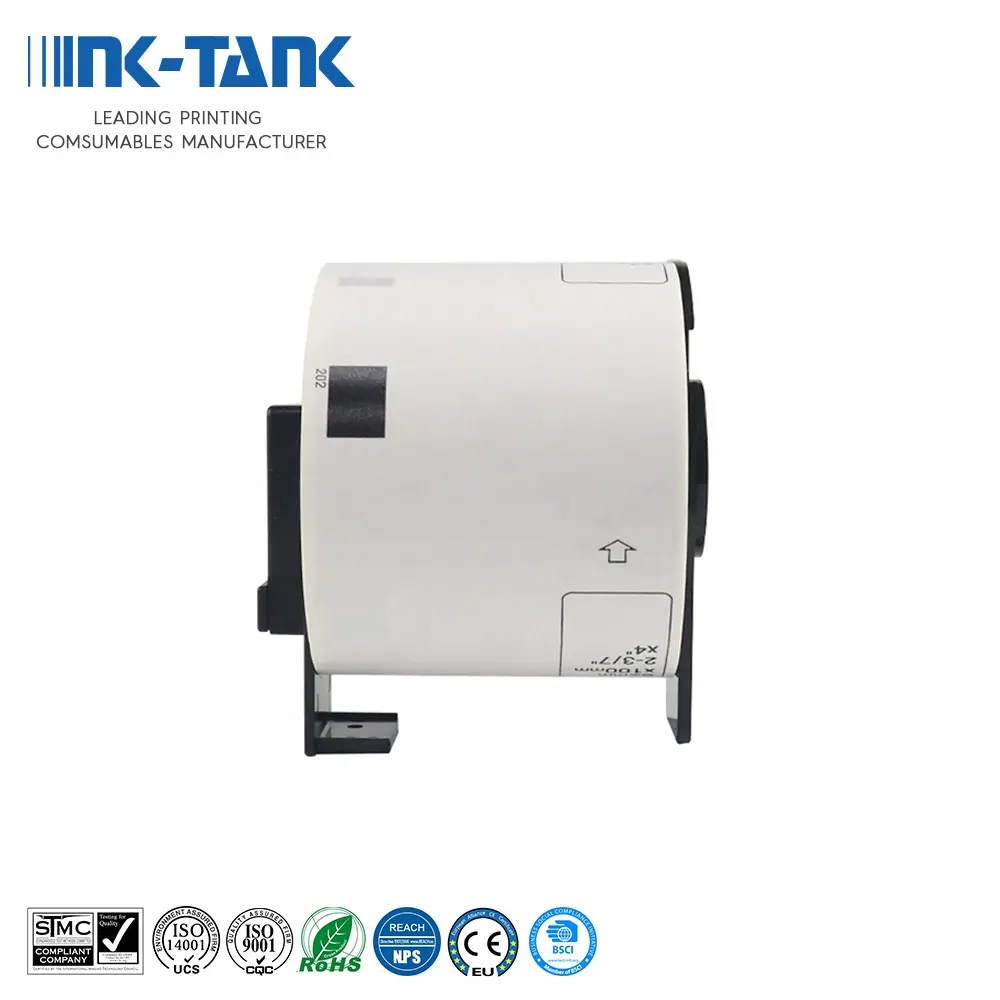 Tinta-tanque de papel compatível com DK-11202 dk11202, rolo de etiqueta de papel térmico autoadesivo preto no branco para impressora brother QL-1060N QL-1050
